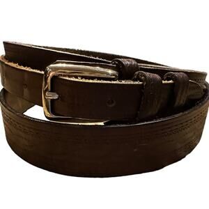 Vogel of Texas Mens Size 38 Brown Tooled Leather Frontier Belt